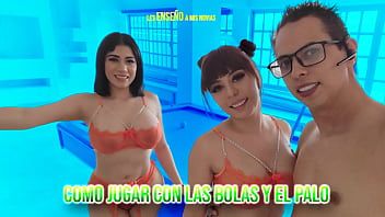 Play I show Giselle Montes and Yamileth Ramirez another more fun way to play pool with my balls and my stick and their pockets